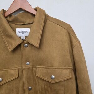 Goodfellow & Co. Mens XL Brown Faux Suede Button Down Shirt Jacket Shacket